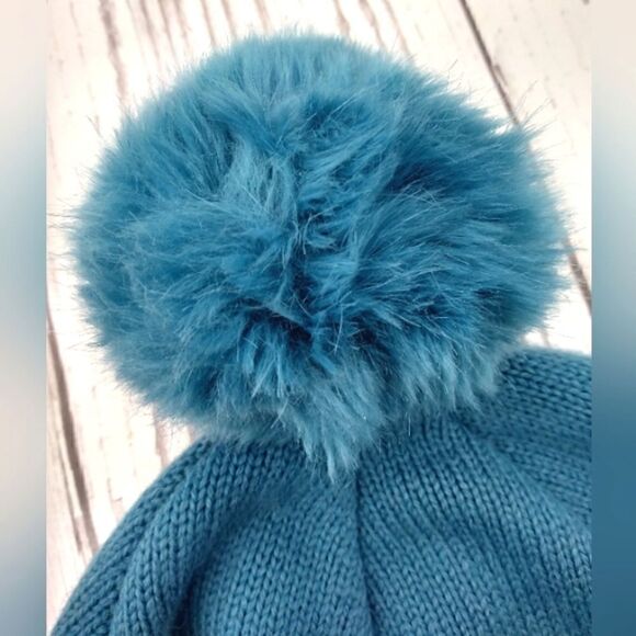 Indigo Winter Knit Ski Hat Toque Turquoise Blue O/S Bonjour French - Picture 5 of 10